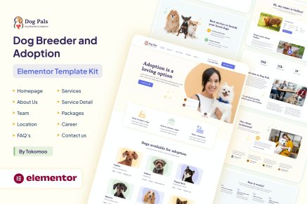 Dog Pals- Dog Breeder and Adoption Elementor Template Kit