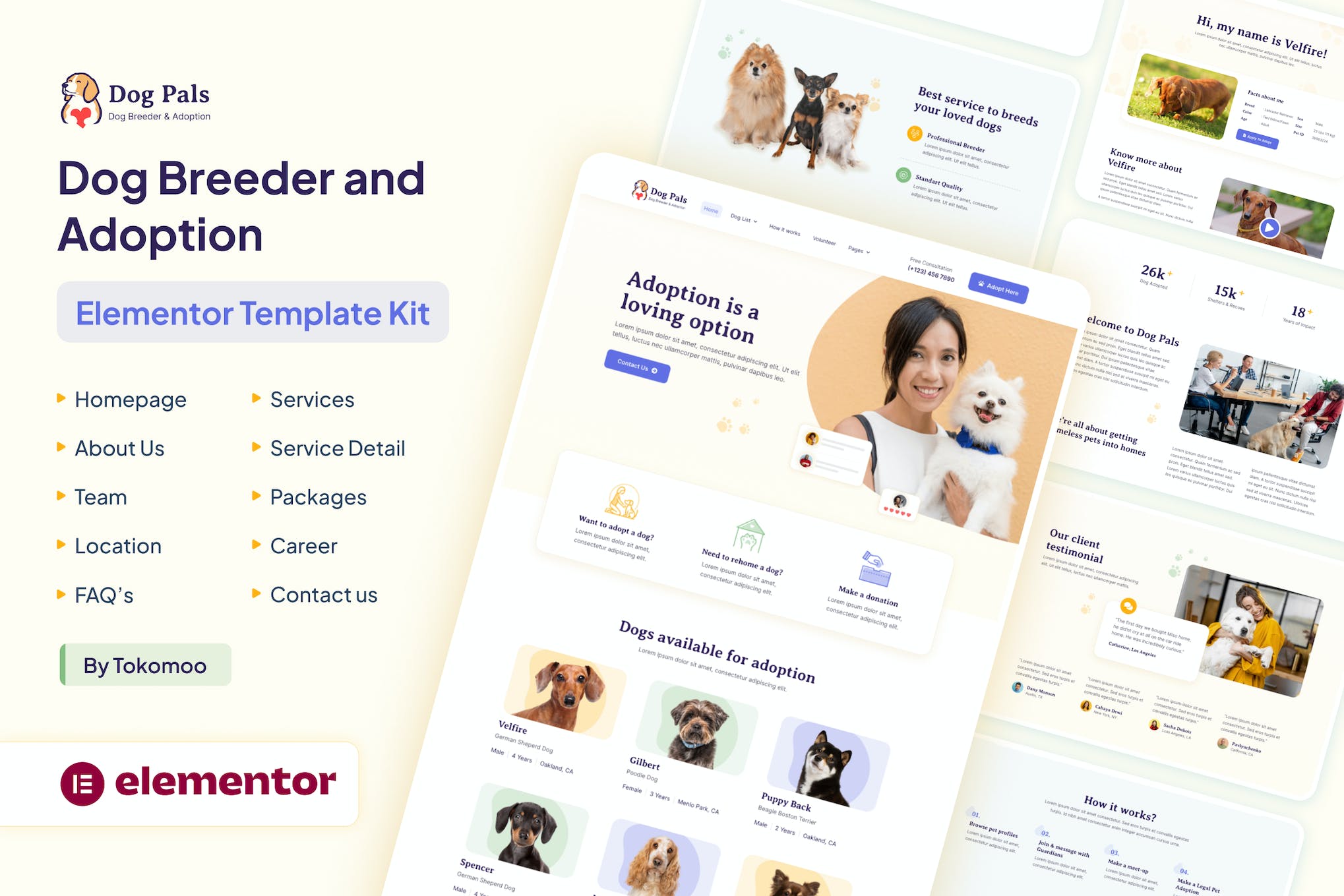 Dog Pals- Dog Breeder and Adoption Elementor Template Kit