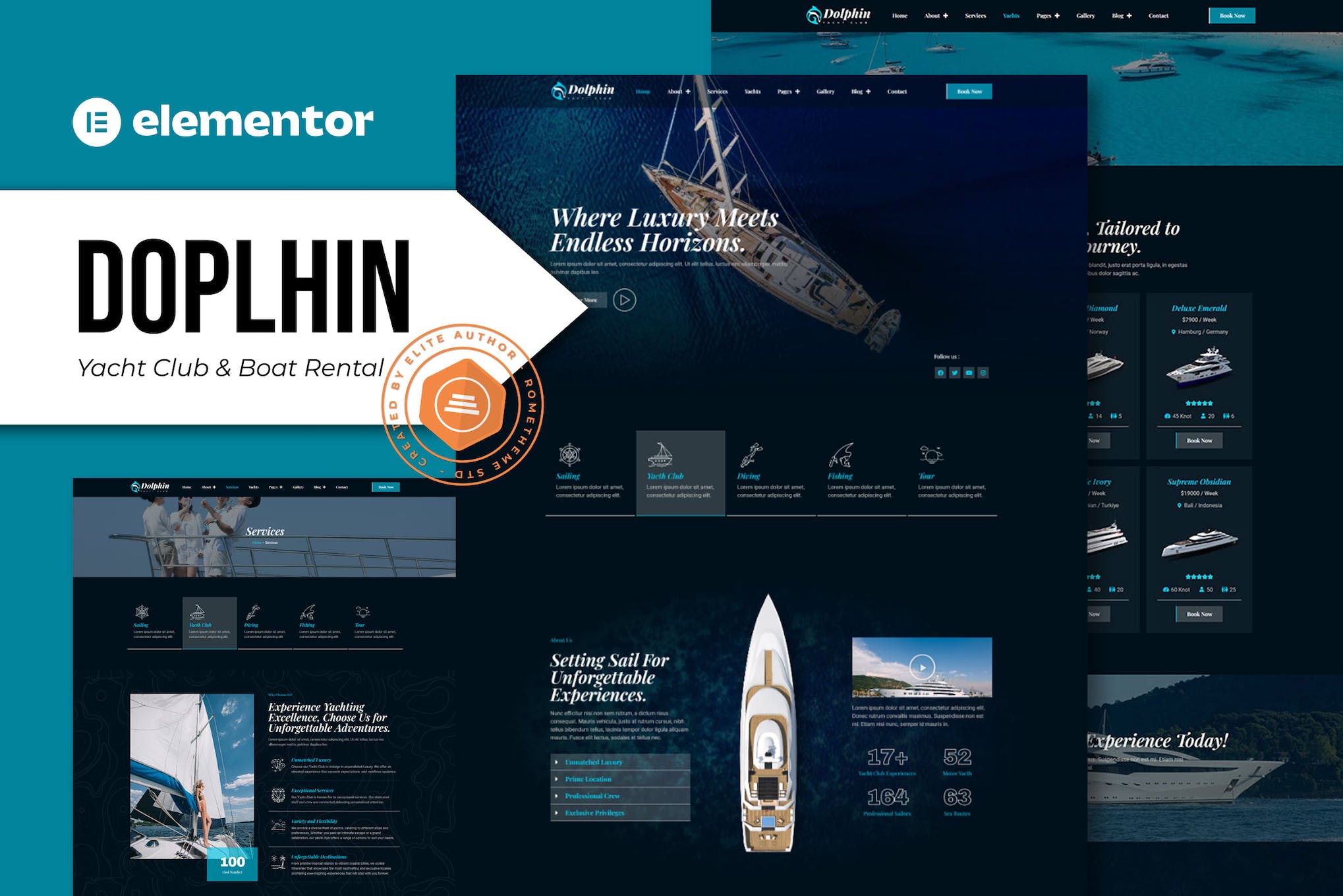 Dolphin- Yacht Club and Boat Rental Elementor Pro Template Kit