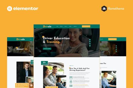 Drivale- Driving School Elementor Pro Full Site Template Kit