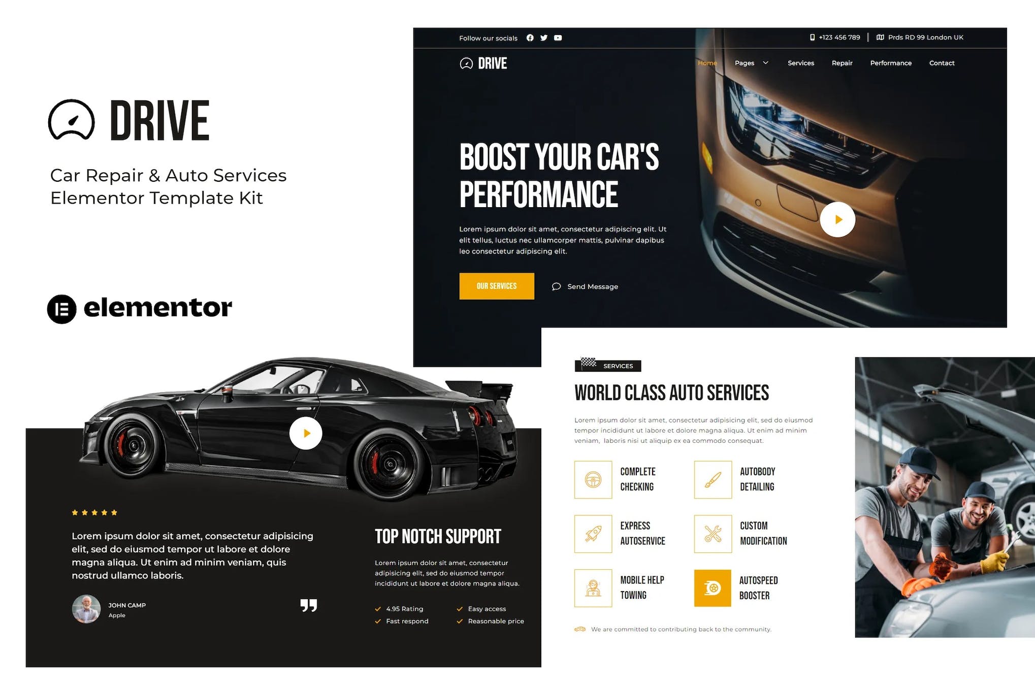 Drive- Car Repair and Auto Service Elementor Template Kit