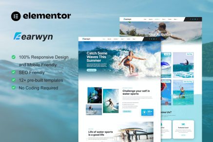 Earwyn- Water Sports and Surfing Elementor Pro Template Kit