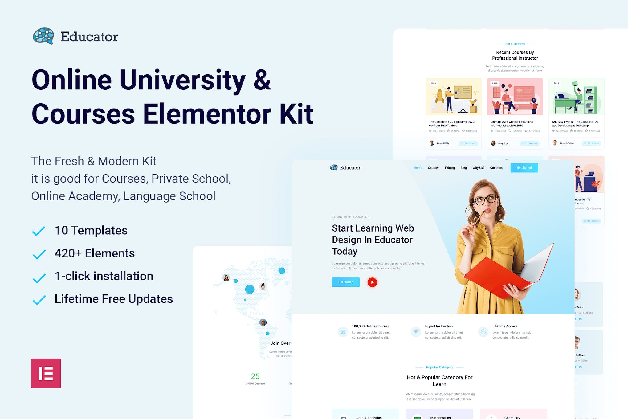 Educator- Online University and Courses Elementor Template Kit