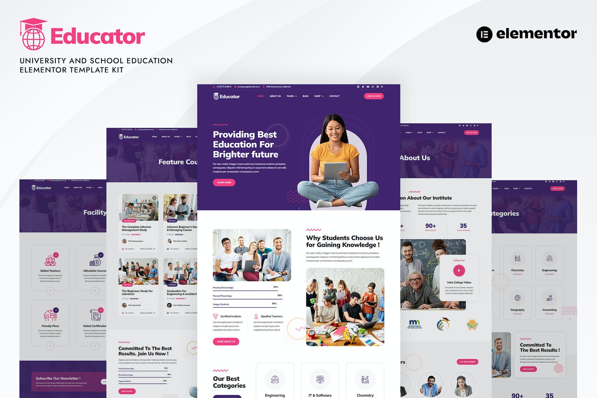 Educator- University and School Education Elementor Template Kit