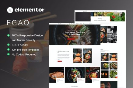 Egao- Japanese Restaurant and Sushi Bar Elementor Template Kit
