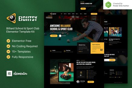 Eightsy- Billiard School and Sport Club Elementor Template Kit