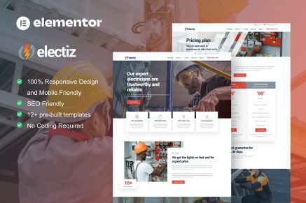 Electriz- Electrical Installation and Maintenance Service Elementor Template Kit