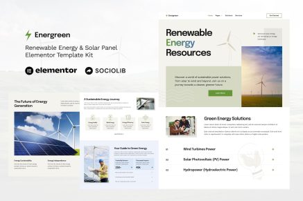 Energreen- Renewable Energy and Solar Panel Elementor Template Kit