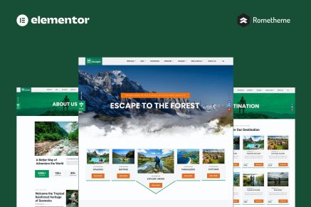 Escape- Forest Travel Adventure Elementor Pro Full Site Template Kit