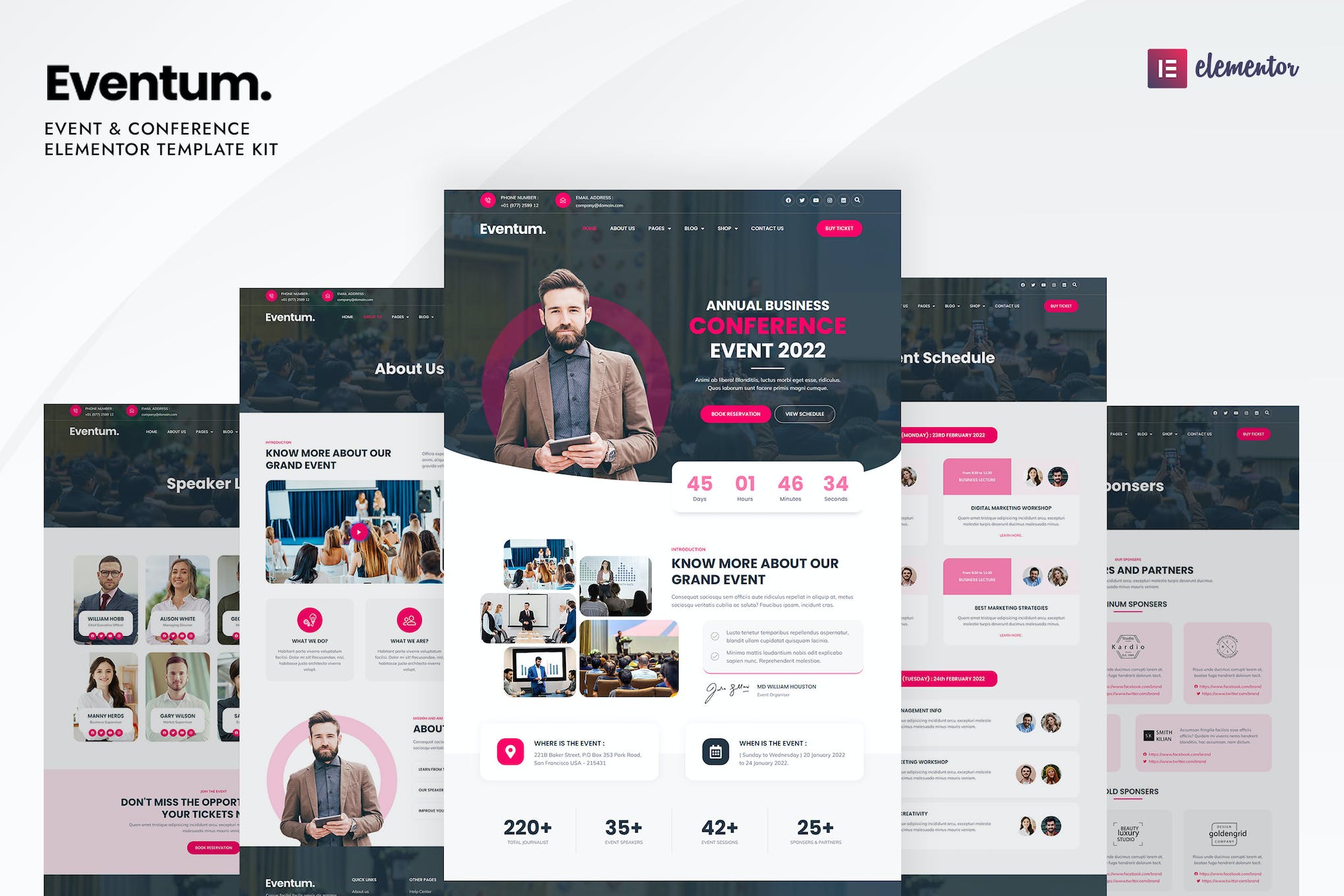 Eventum- Event and Conference Elementor Template Kit