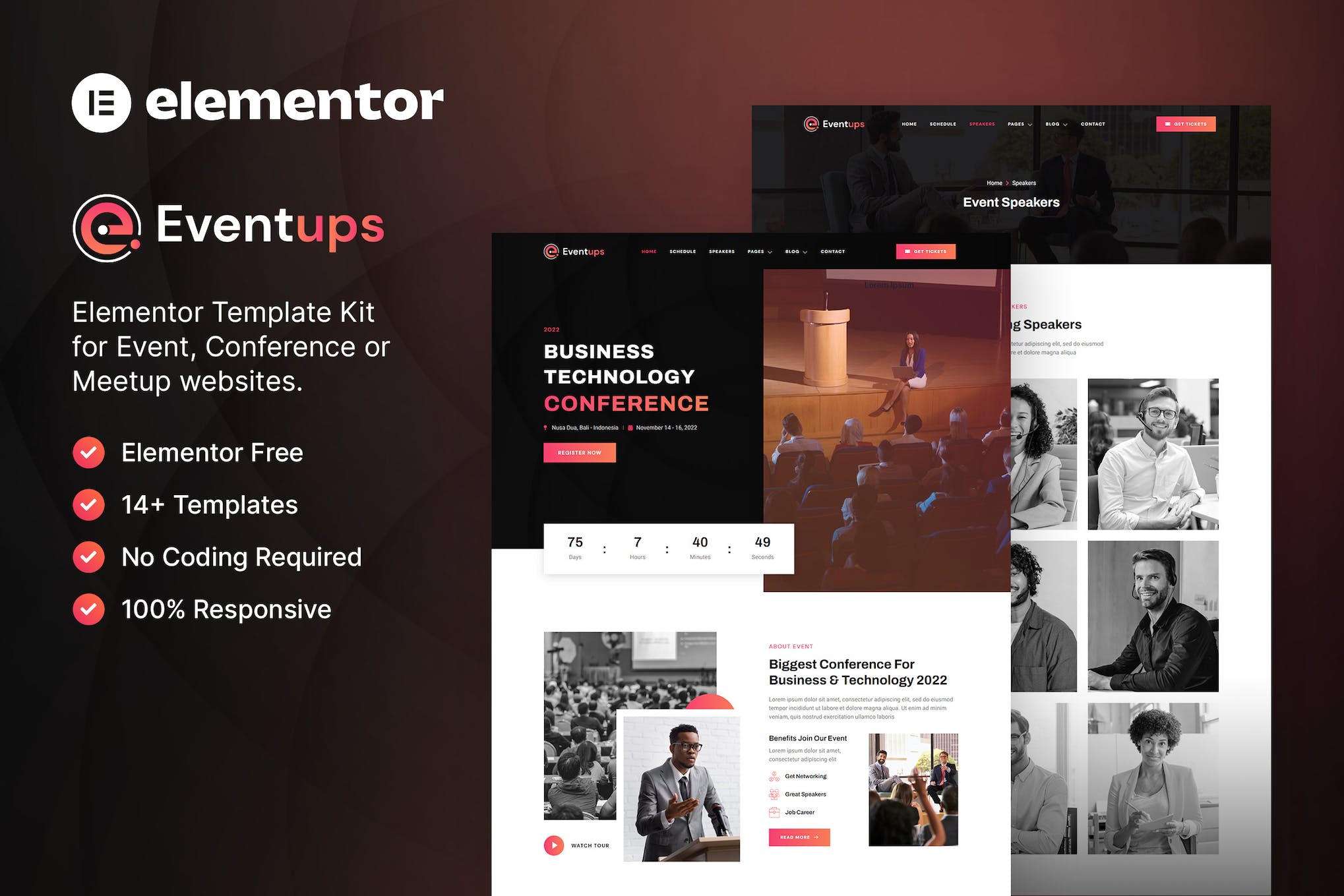 Eventups- Event and Conference Elementor Template Kit