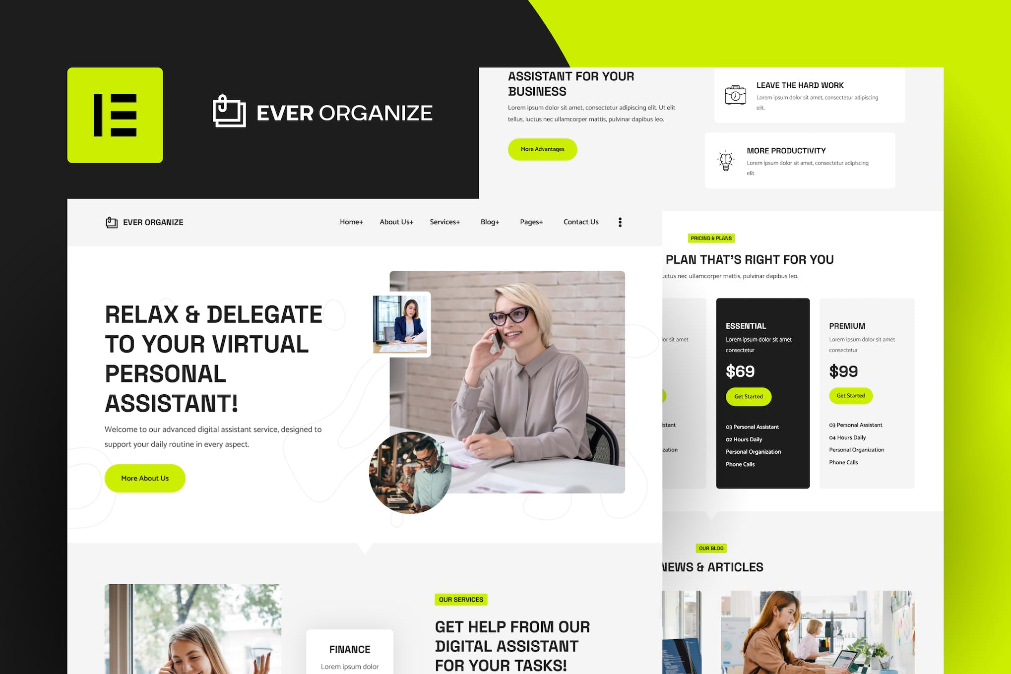 Ever Organize- Personal Assistant Elementor Template Kit