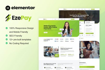 EzePay- Online Payment Gateway Elementor Pro Template Kit