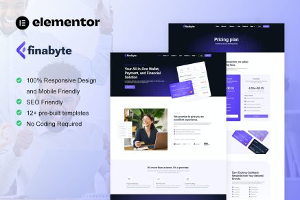 FinaByte- Saas and Fintech Startup Elementor Template Kit