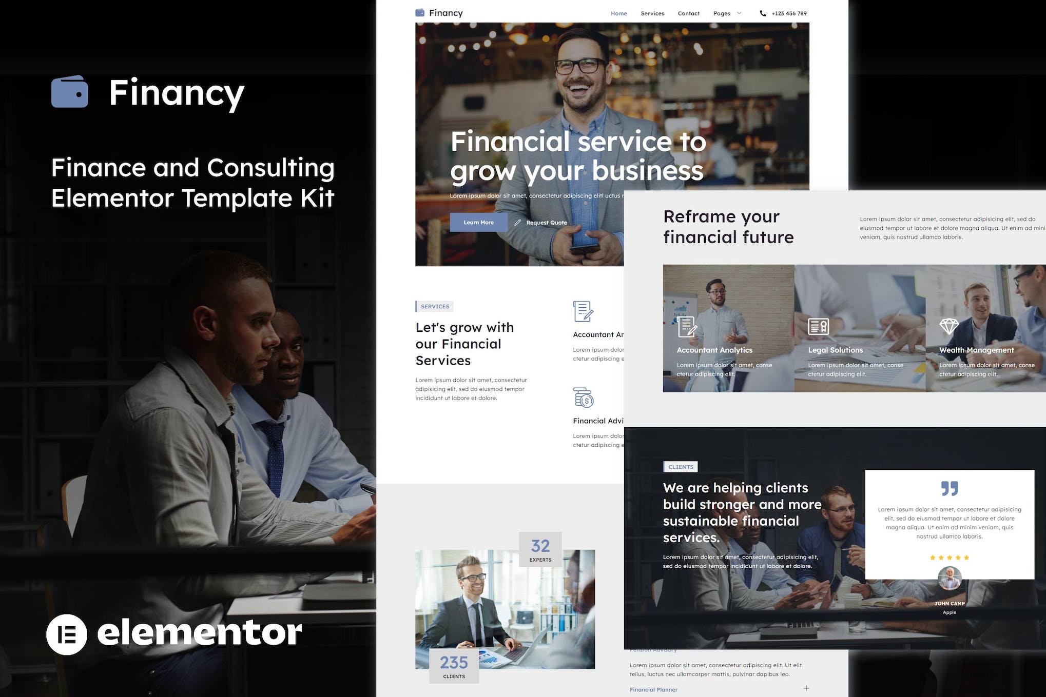 Financy- Finance and Consulting Elementor Template Kit