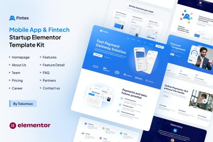 Fintex- Mobile App and Fintech Startup Elementor Template Kit