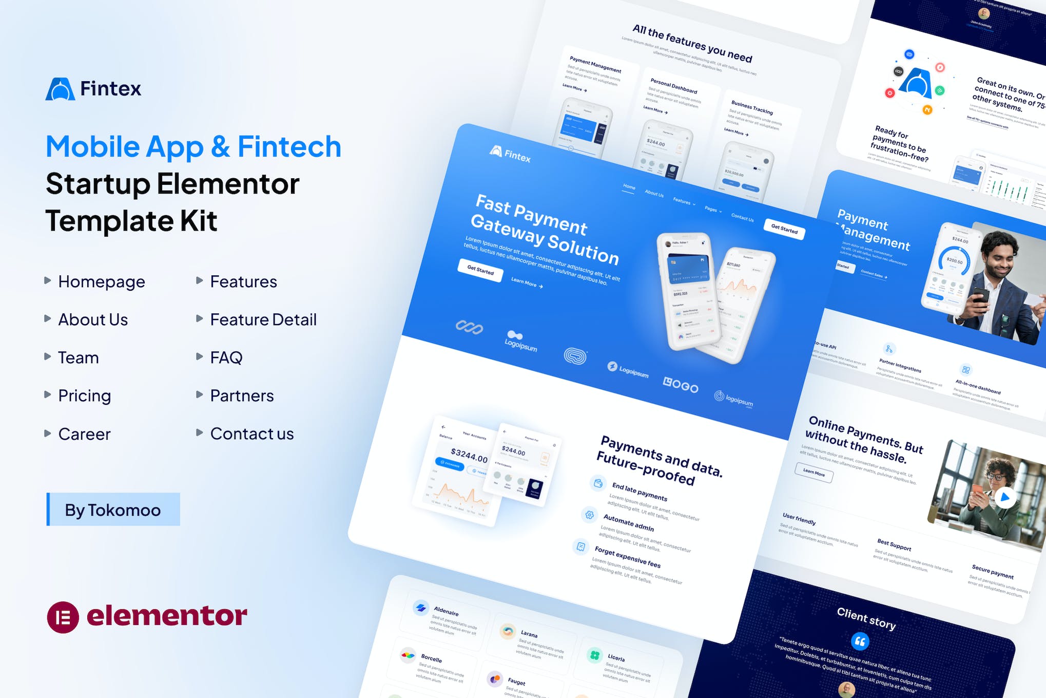 Fintex- Mobile App and Fintech Startup Elementor Template Kit