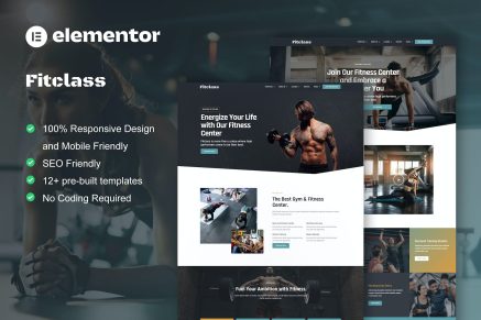 FitClass- Fitness and Gym Services Elementor Template Kit