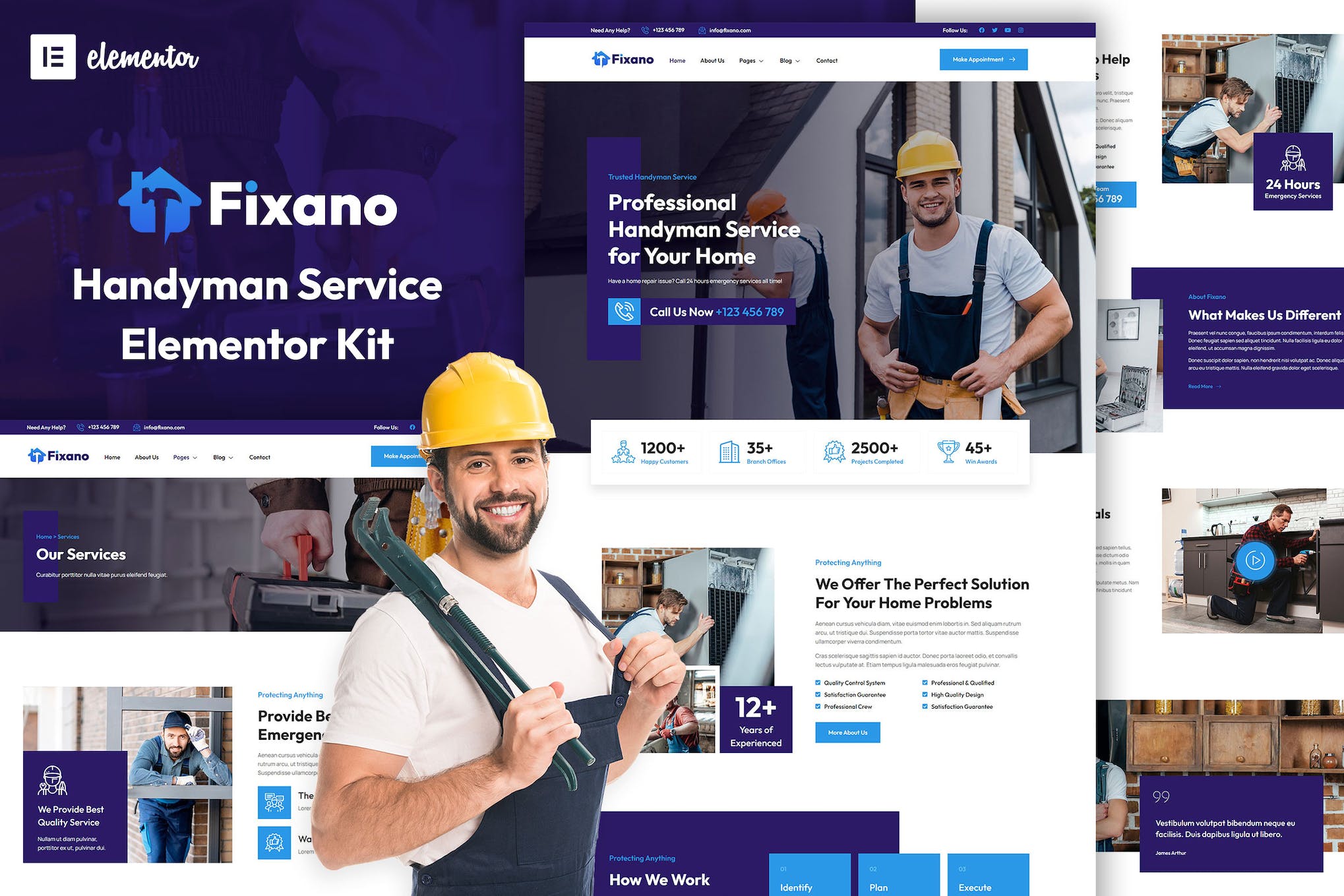 Fixano- Handyman Services Elementor Template Kit