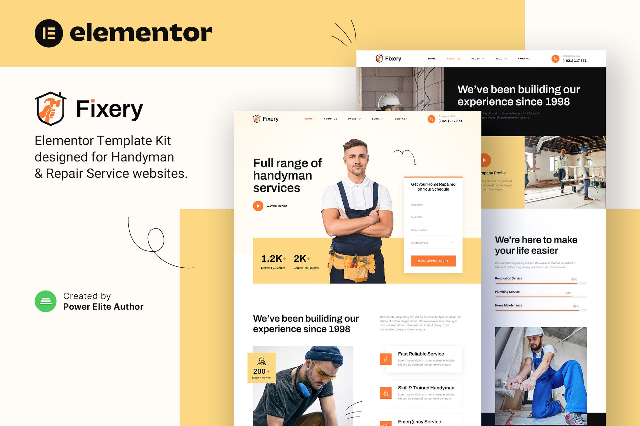 Fixery- Handyman and Repair Services Elementor Template Kit