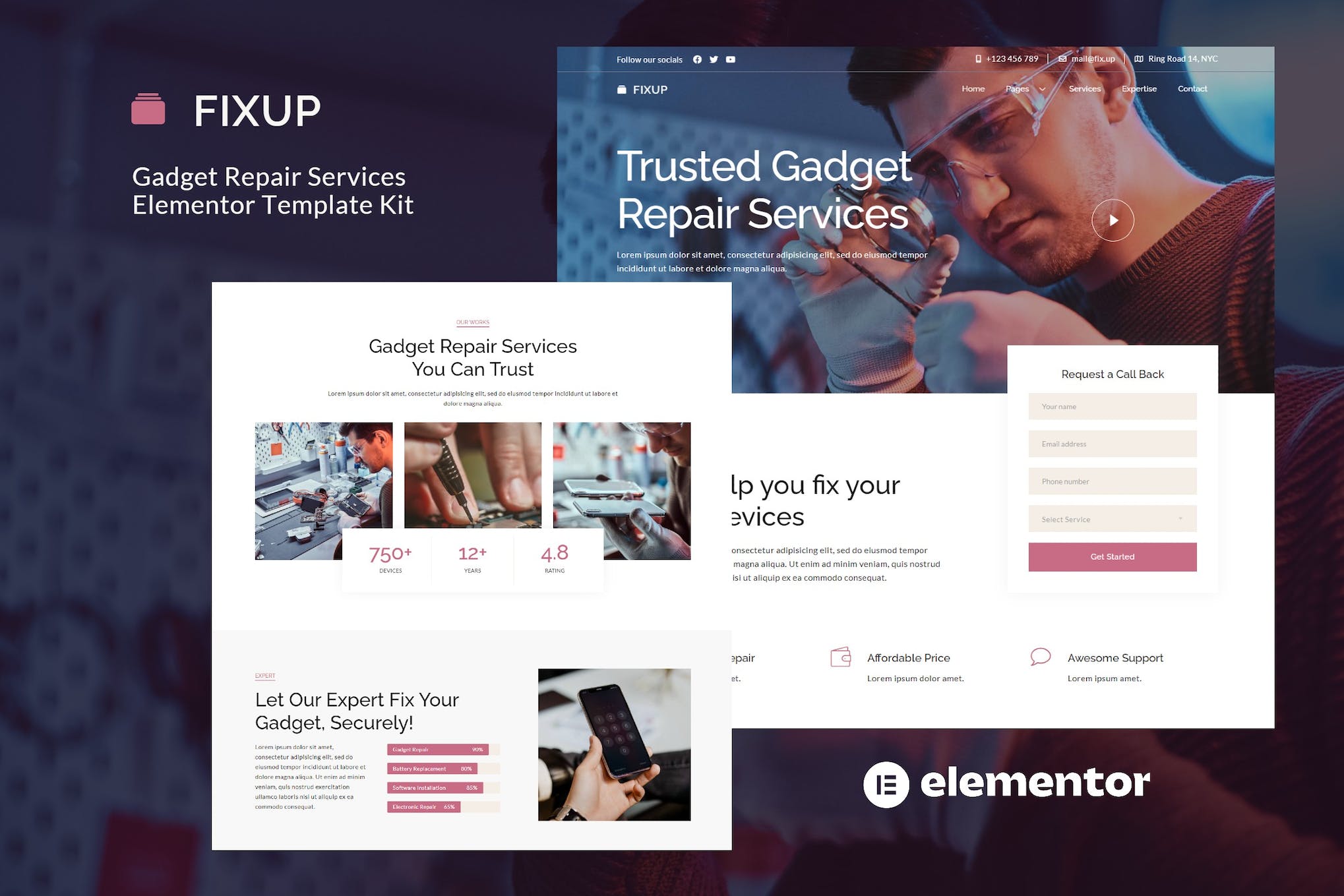FixUp- Gadget Repair Services Elementor Template Kit