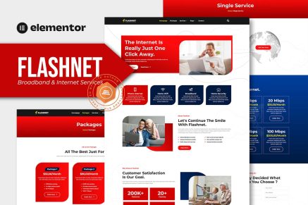 Flashnet- Broadband and Telecom Internet Provider Elementor Template kit