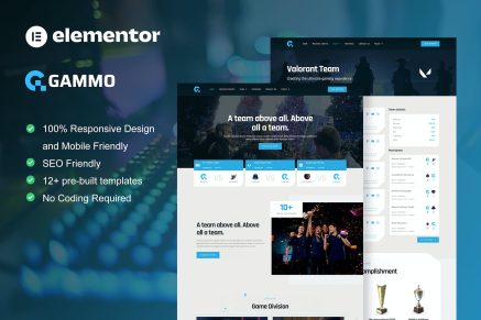 Gammo- Esports Team and Gaming Elementor Pro Template Kit