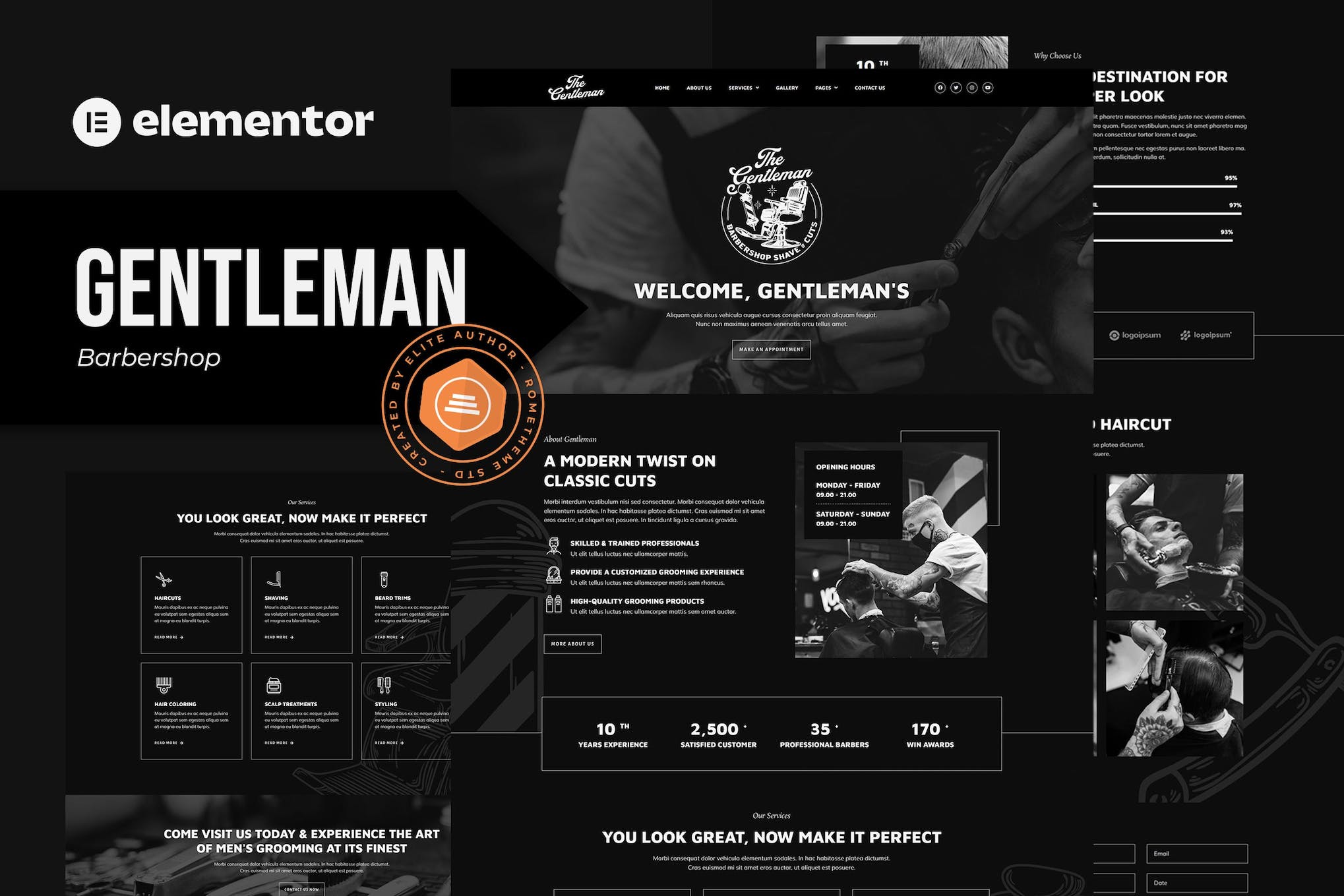 Gentleman- Barbershop and Hair Studio Elementor Template Kit