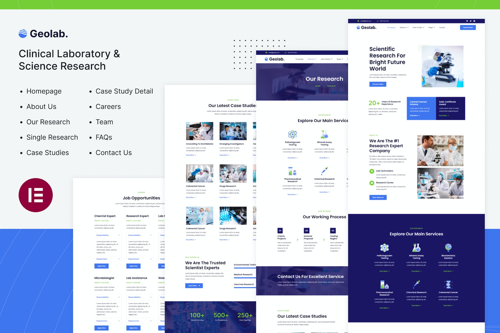 Geolab- Clinical Laboratory and Science Research Elementor Template Kit