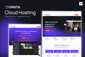 Ginsta – Cloud Hosting Company Elementor Template Kit