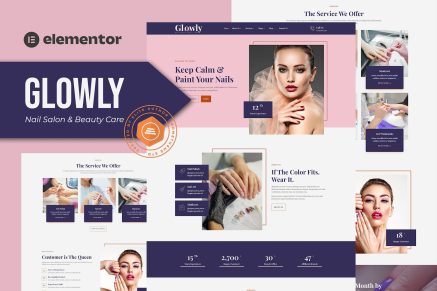 Glowly- Nail Salon and Beauty Care Elementor Template Kit