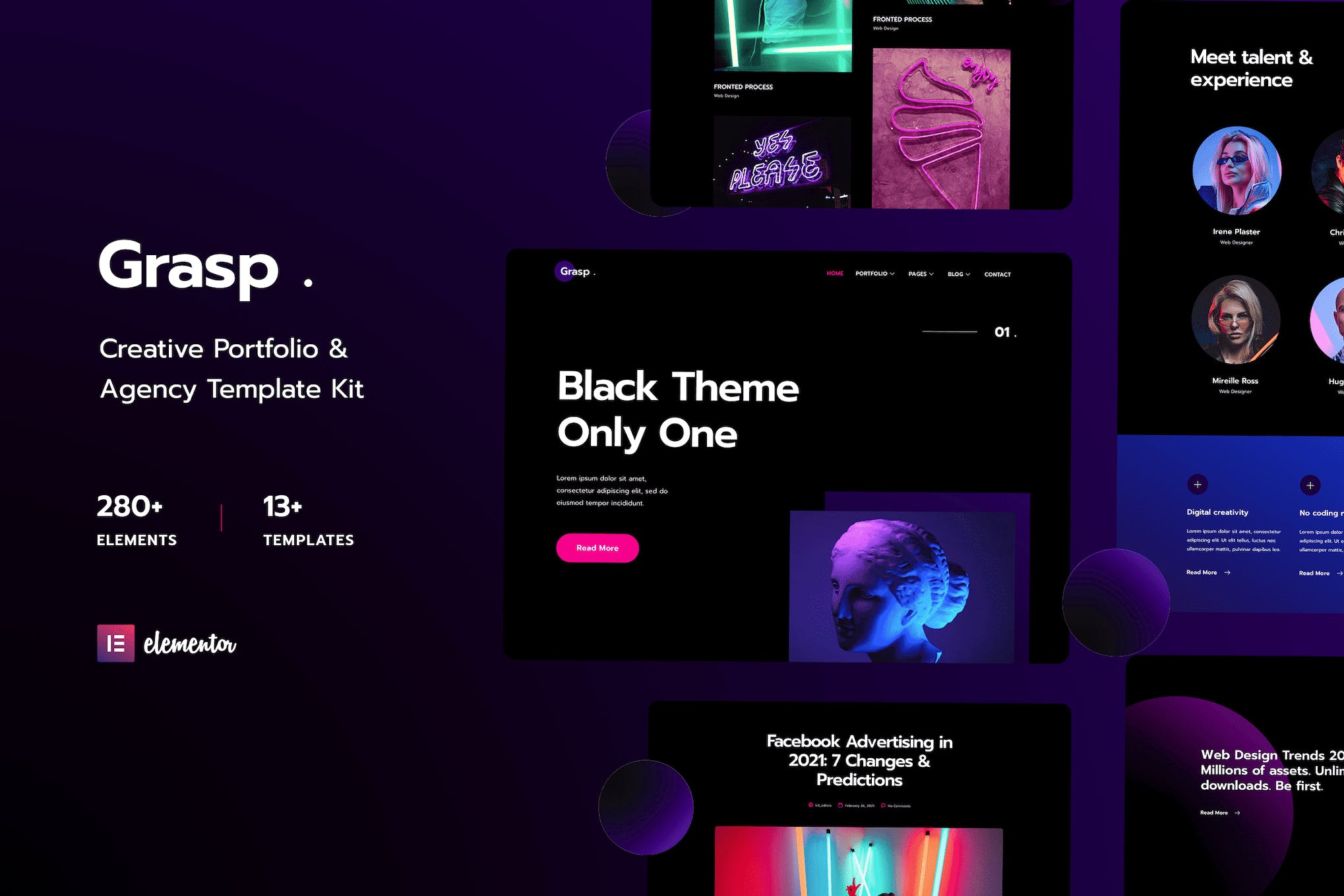 Grasp- Creative Portfolio and Agency Elementor Template Kit