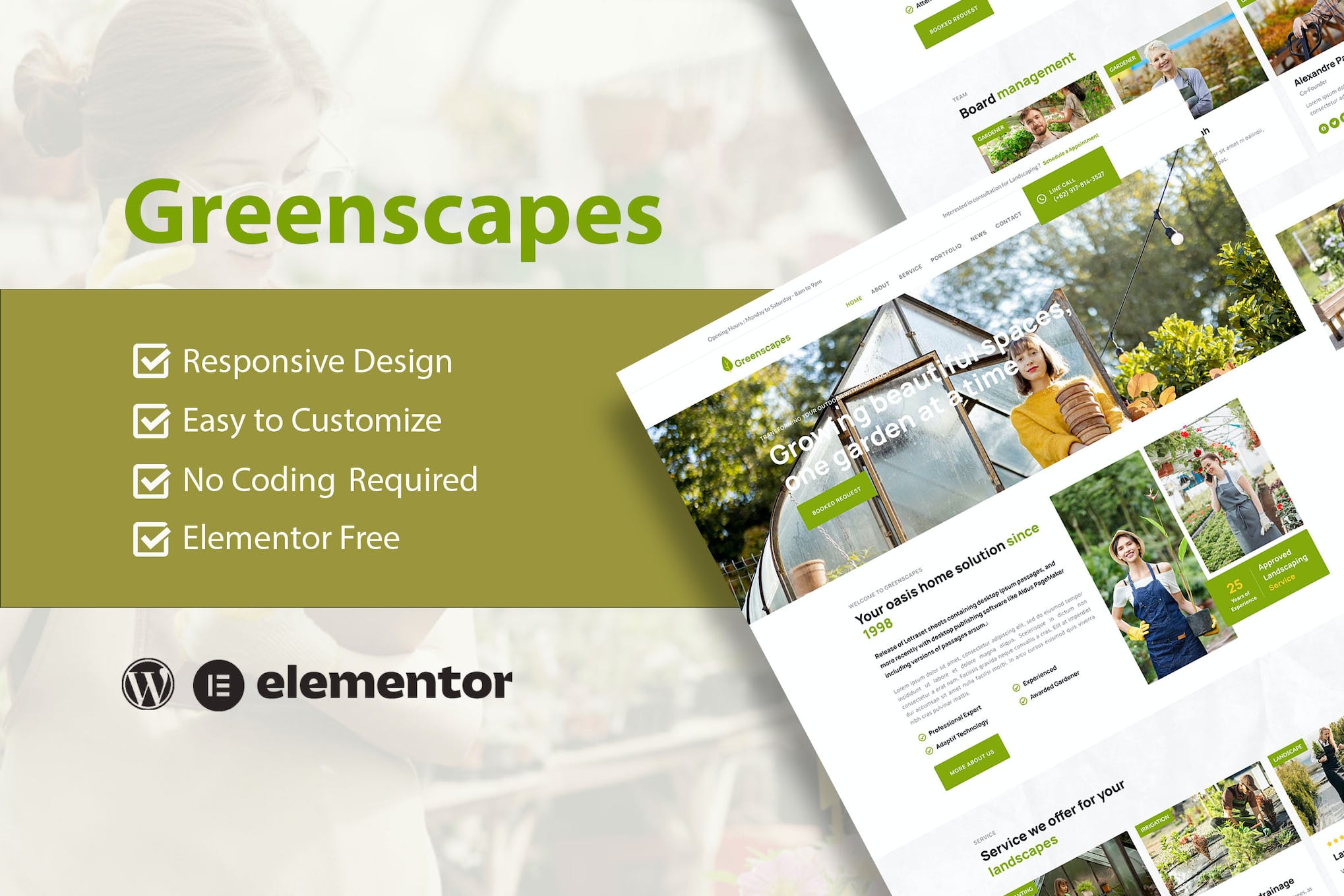 GreenScapes- Garden and Landscape Service Elementor Template Kit