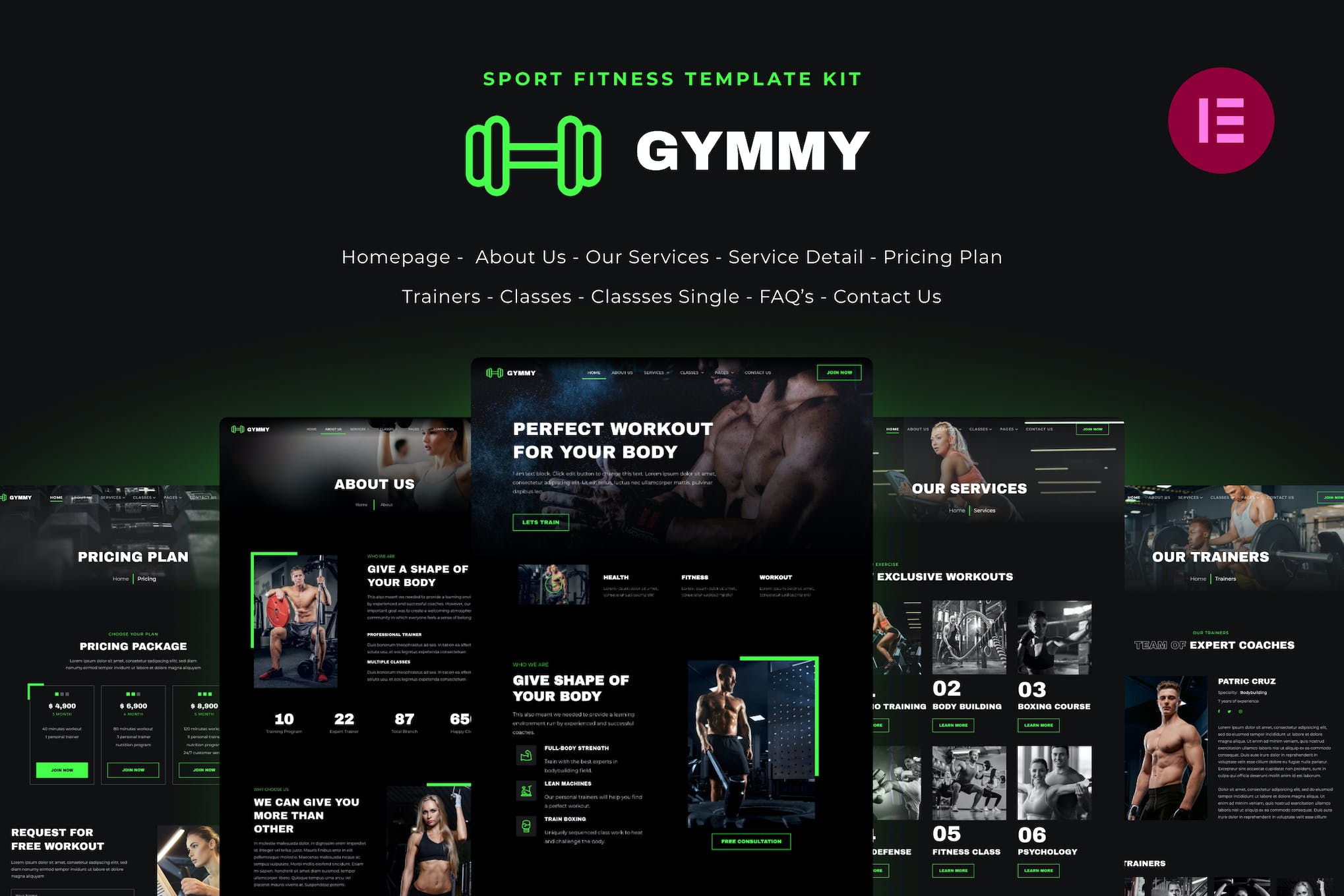 Gymmy- Fitness and Gym Elementor Template Kit