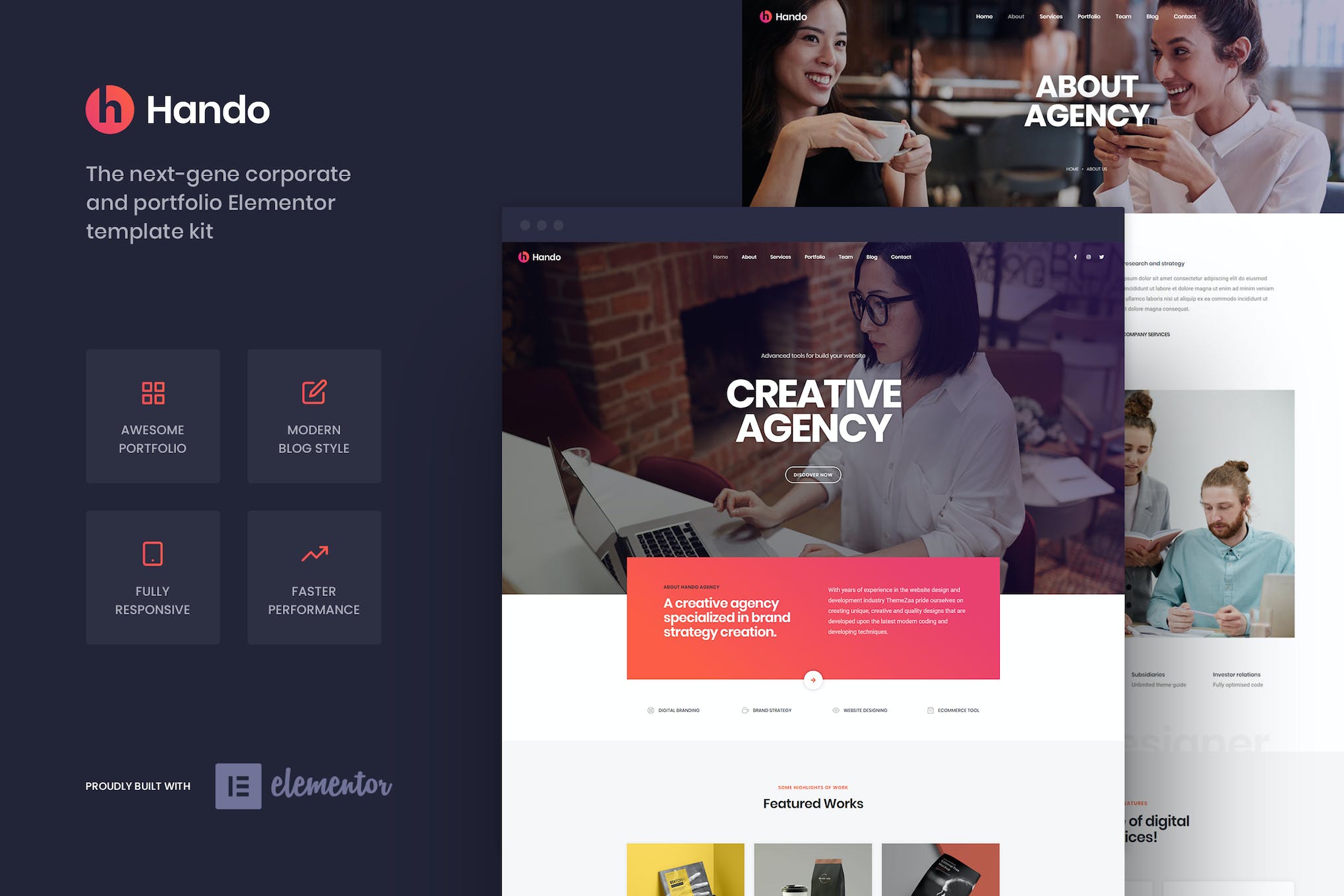 Hando- Corporate and Portfolio Elementor Template Kit