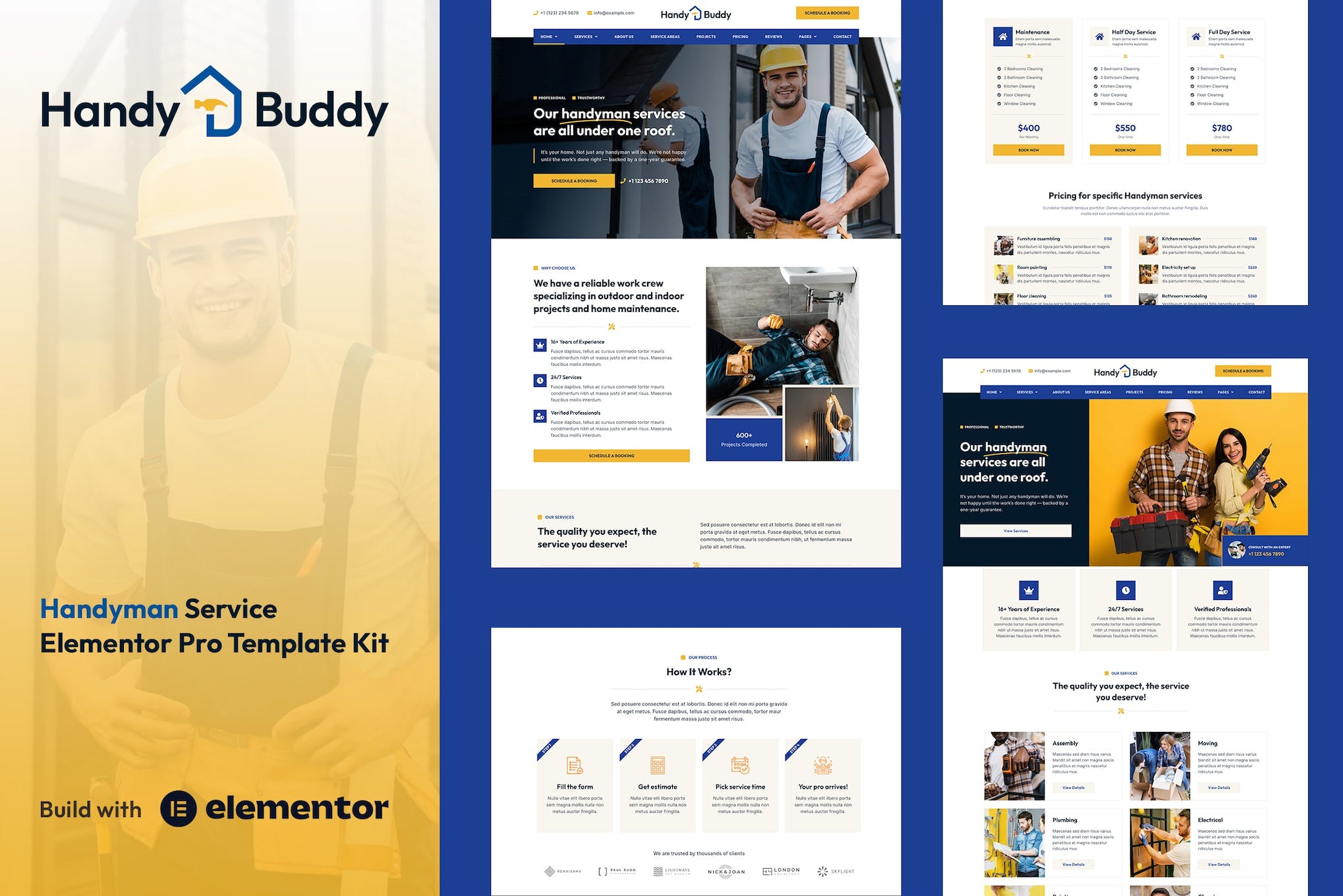 Handy Buddy- Handyman Services Elementor Pro Template Kit