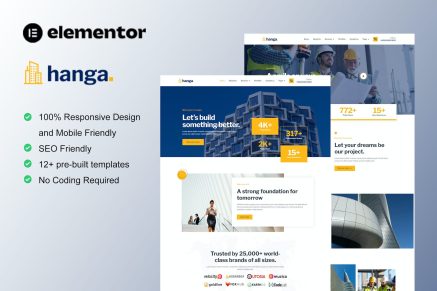 Hanga- Construction and Building Elementor Template Kit
