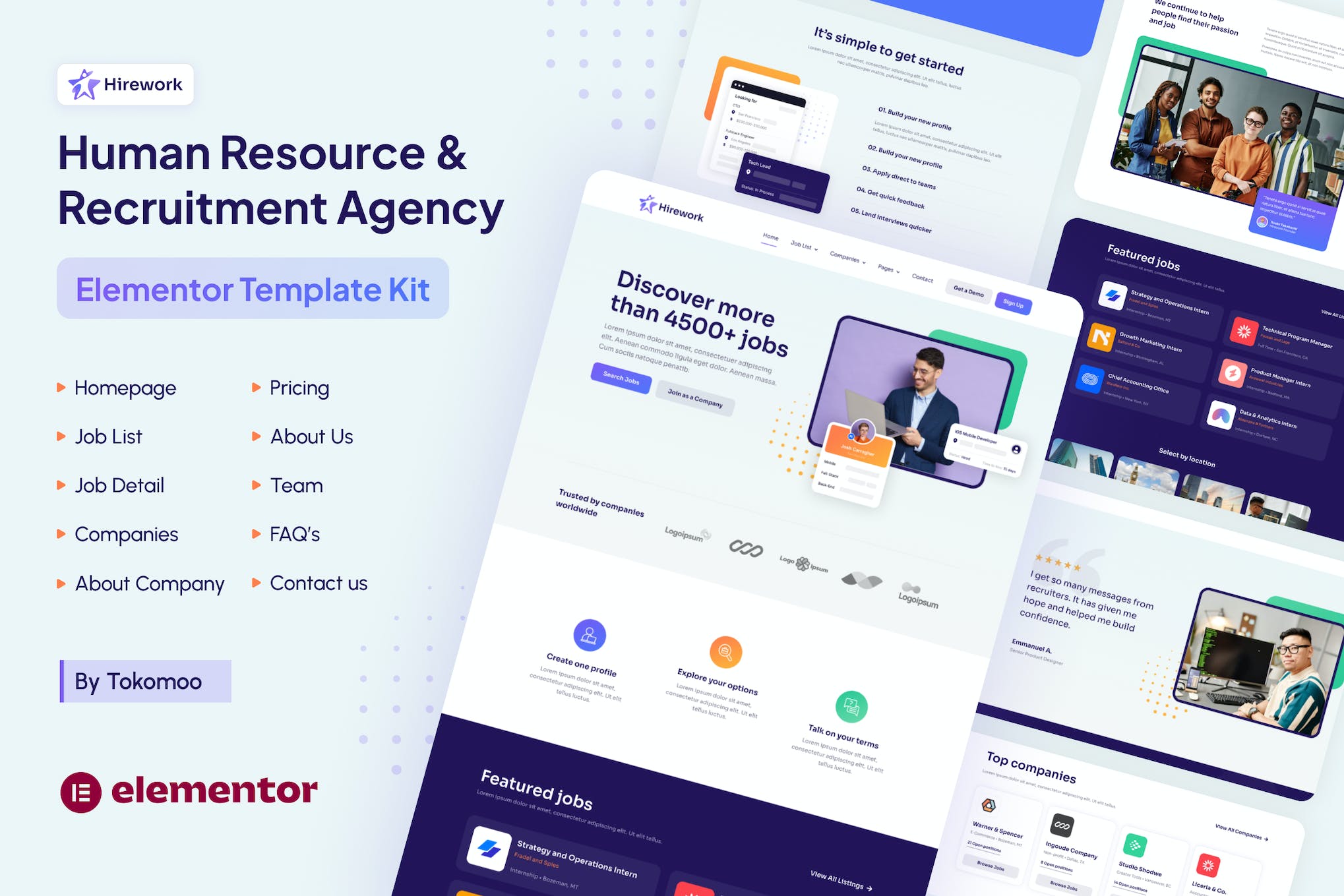 Hirework- Human Resource and Recruitment Agency Elementor Pro Template Kit