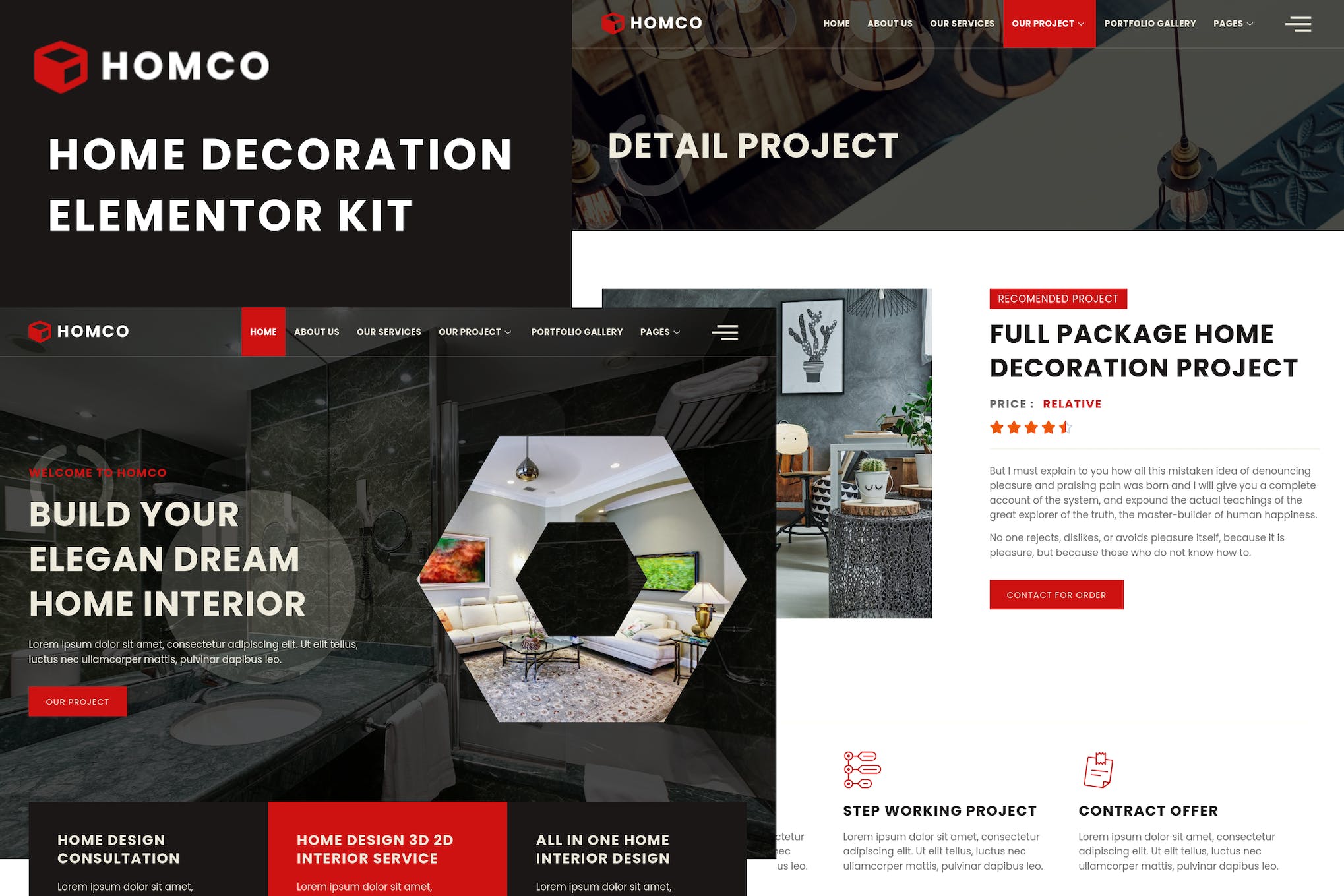 Homco- Home Interior Design Services Elementor Template Kit