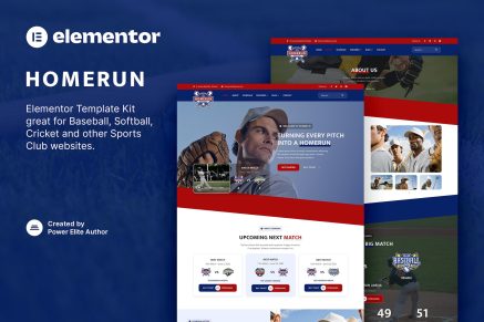 Homerun- Baseball Team and Sports Club Elementor Template Kit