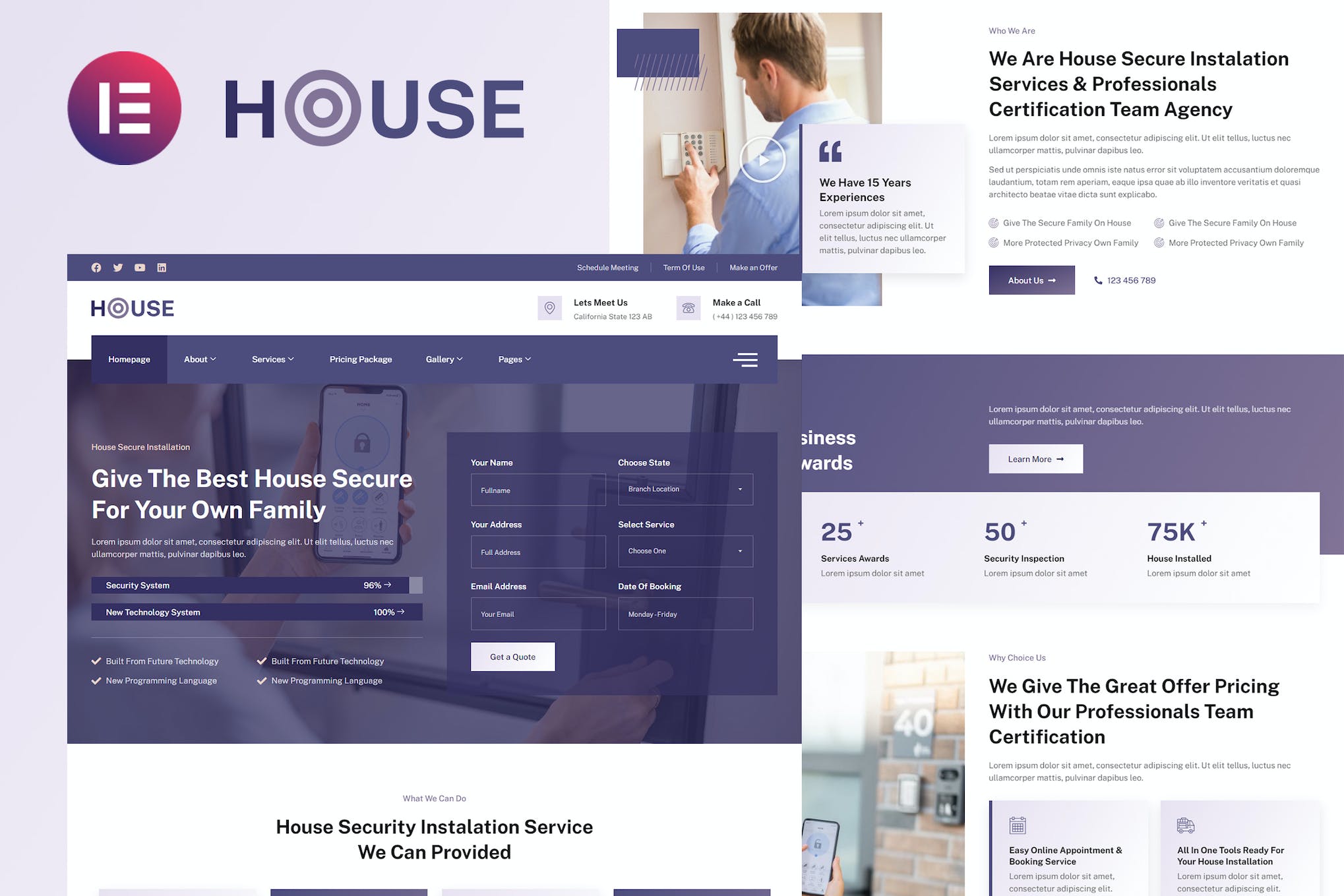 Housec- Smart Home Security Service Elementor Template Kit