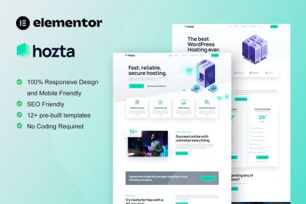 Hozta- Web Hosting Service Elementor Template Kit