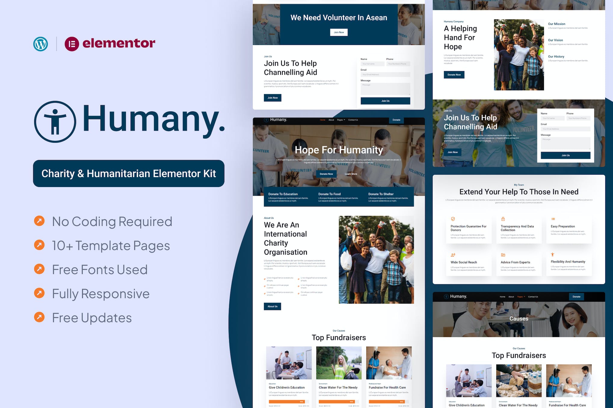 Humany- Charity Elementor Pro Template Kit