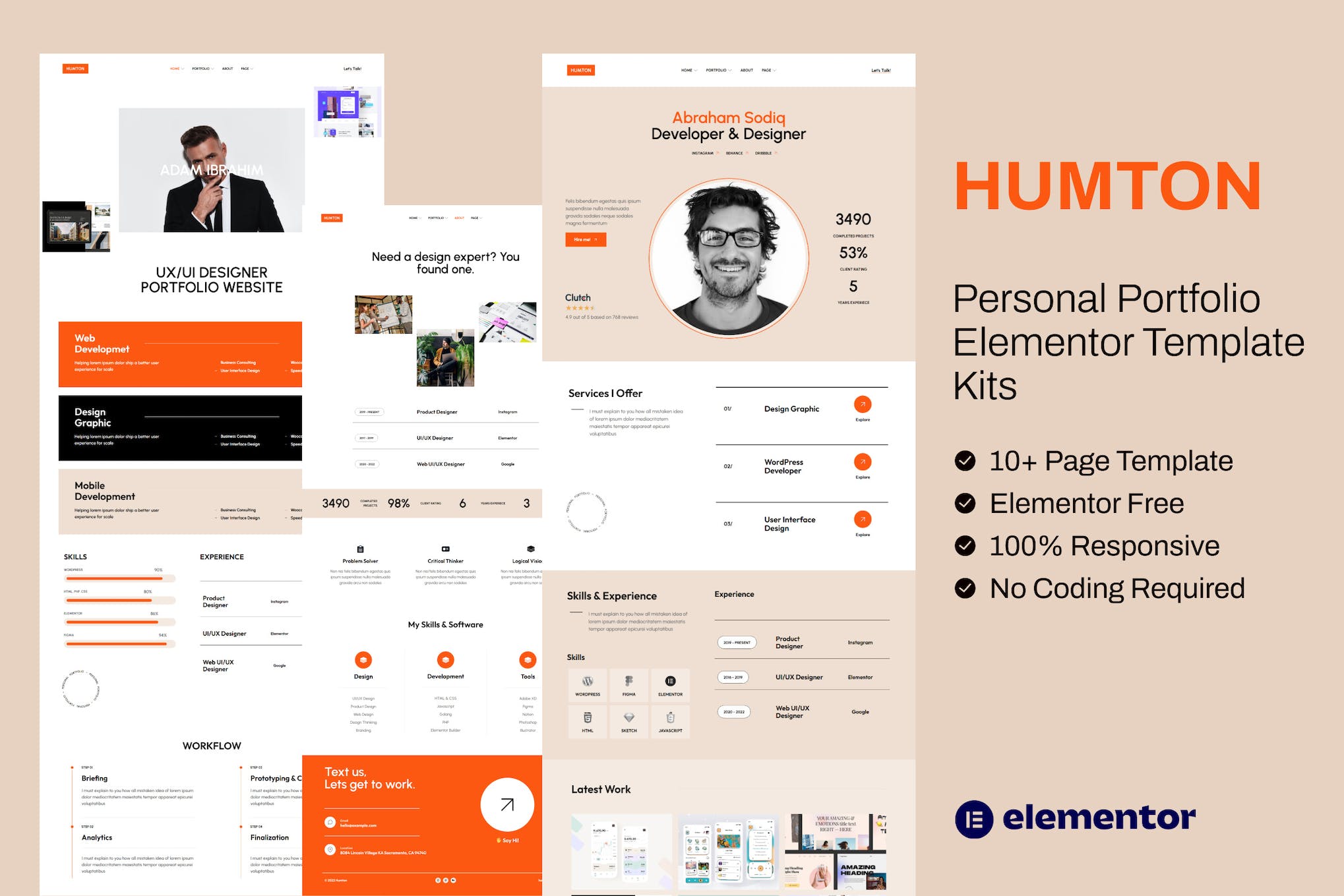 Humton- Personal Portfolio Elementor Template Kits
