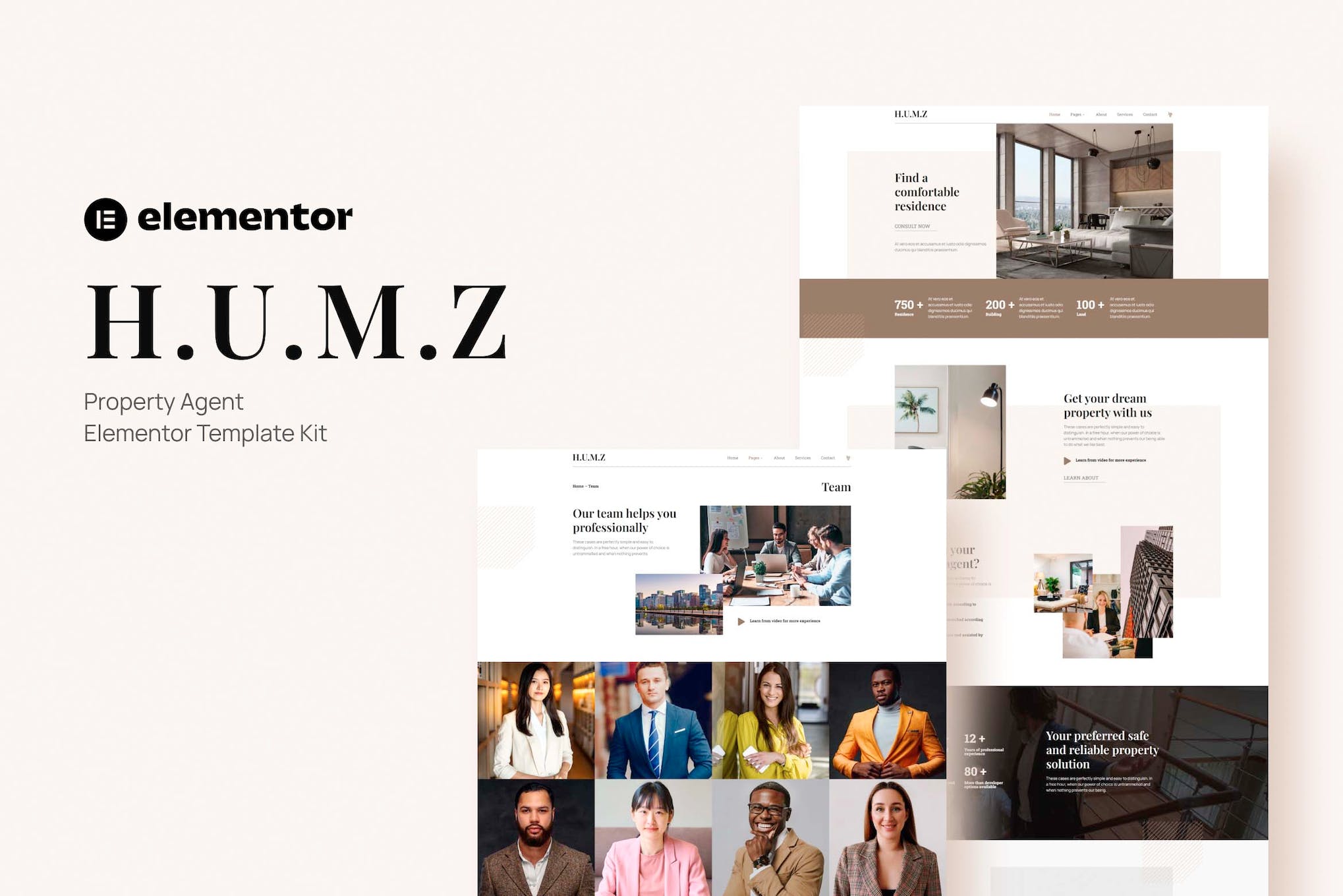 Humz- Property Agent Elementor Template Kit