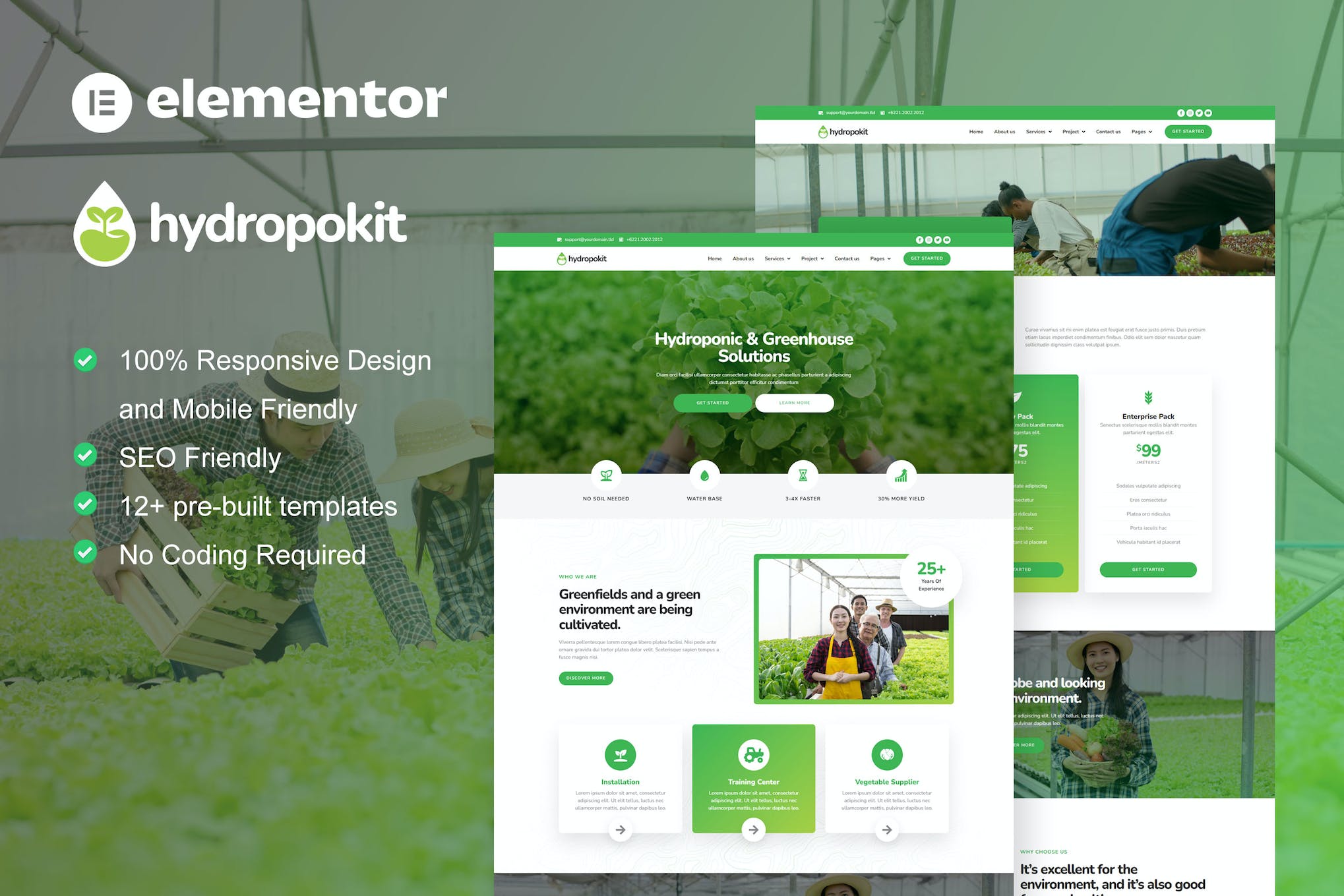 Hydropokit- Hydroponic and Agriculture Elementor Template Kit