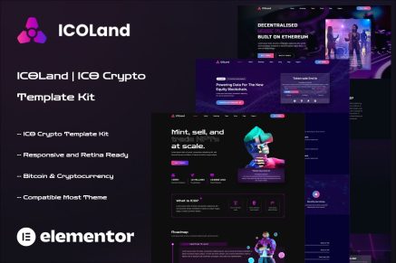 ICOLand- NFT Cryptocurrency Elementor Template Kit