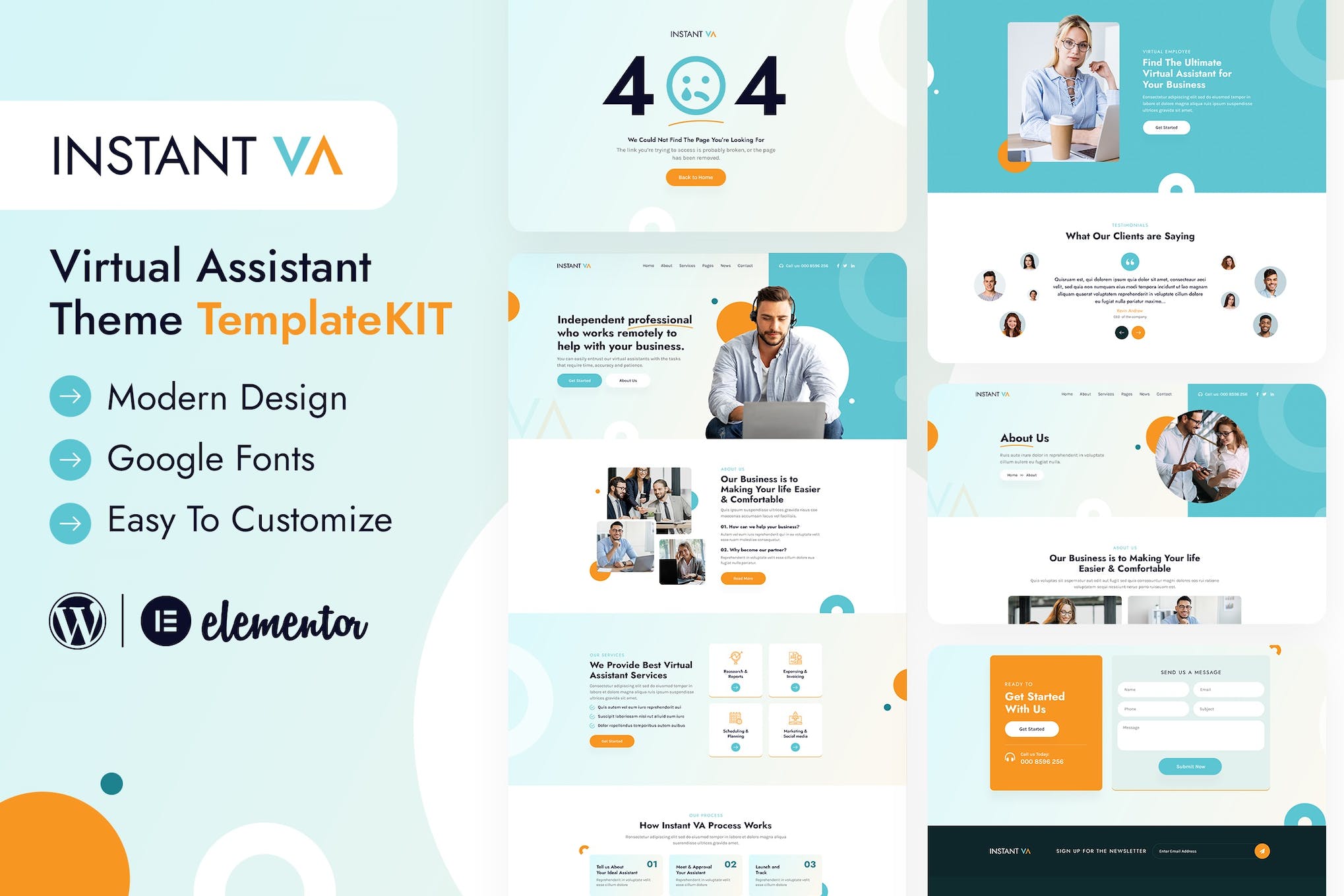 Instant VA- Virtual Assistant Elementor Template Kit