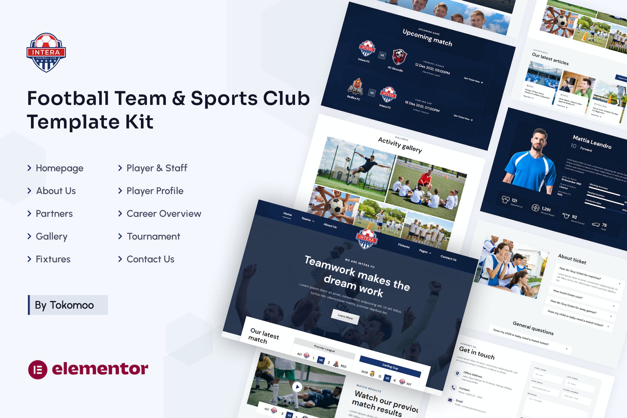 Intera- Football Team and Sports Club Elementor Template Kit