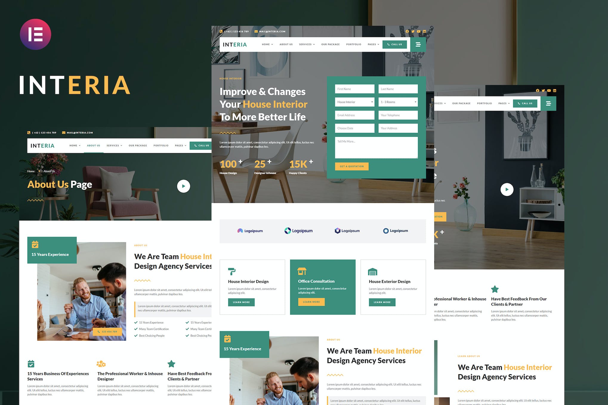 Interia- Interior Design Service Elementor Template Kit